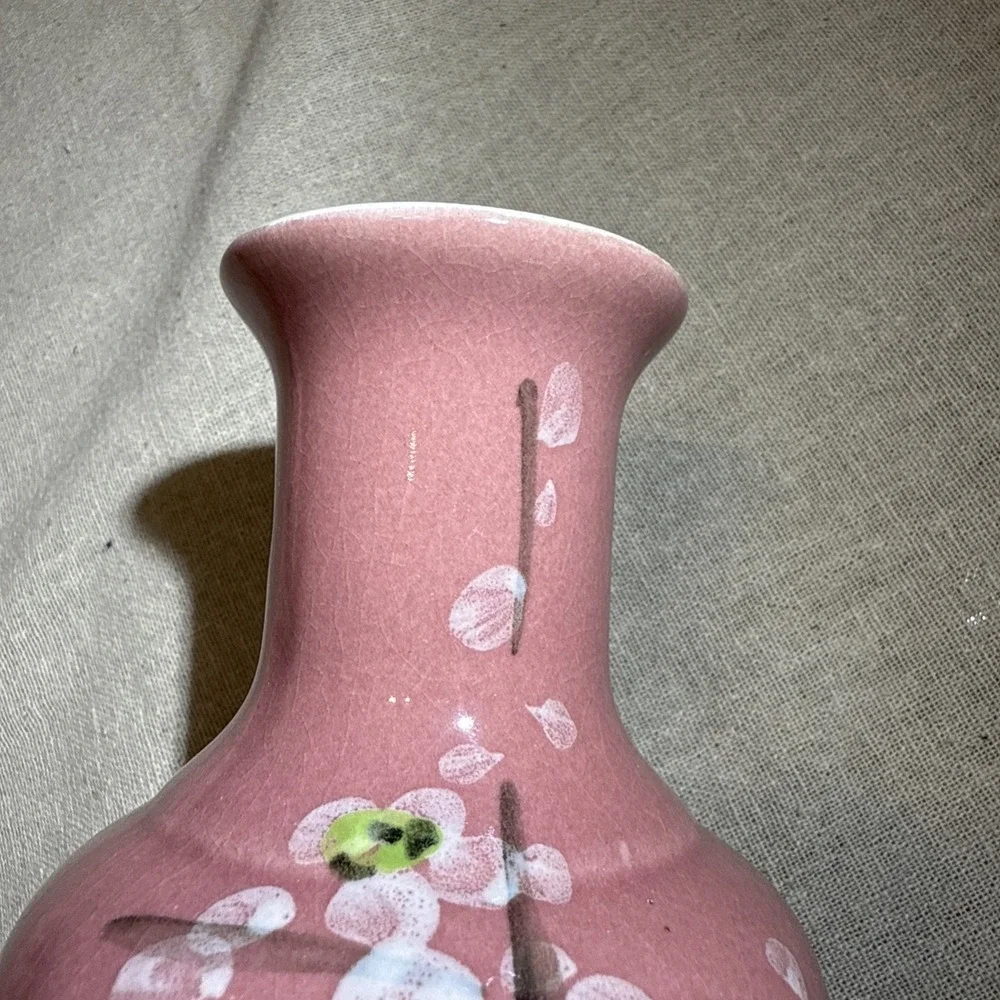 Vintage Vase Japanese‎ Cherry Blossom Hand painted Pink Bud Flower Vase 6